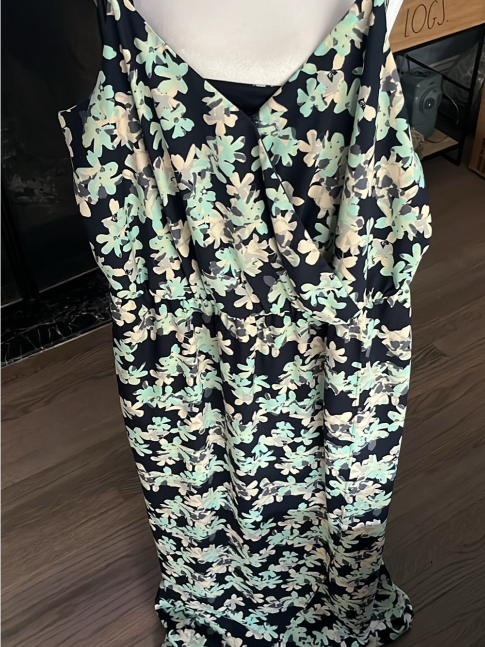 Banana Republic Navy Maxi Dress with Mint and Cream Floral Print